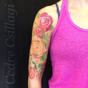 roses botanical watercolor abstract tattoo