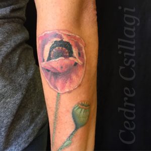 found flower botanical color tattoo